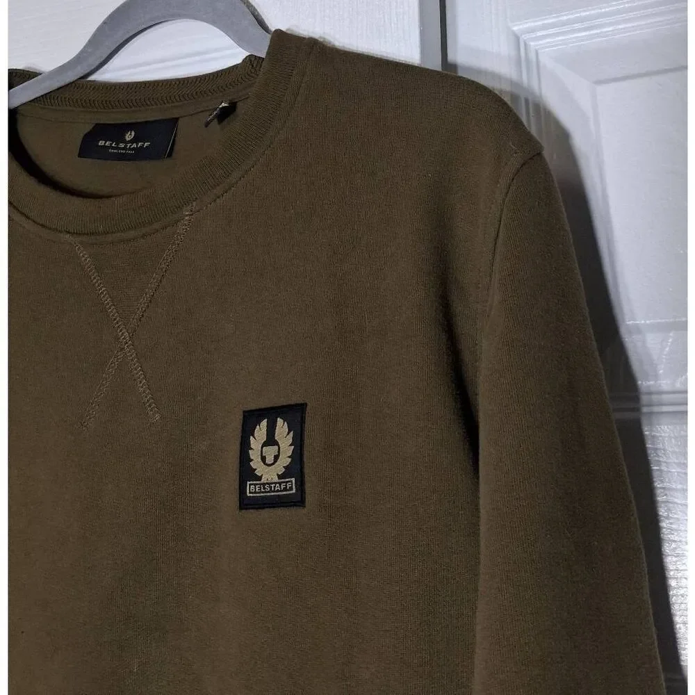 Belstaff mens medium army green sweatshirt pullover longsleeve